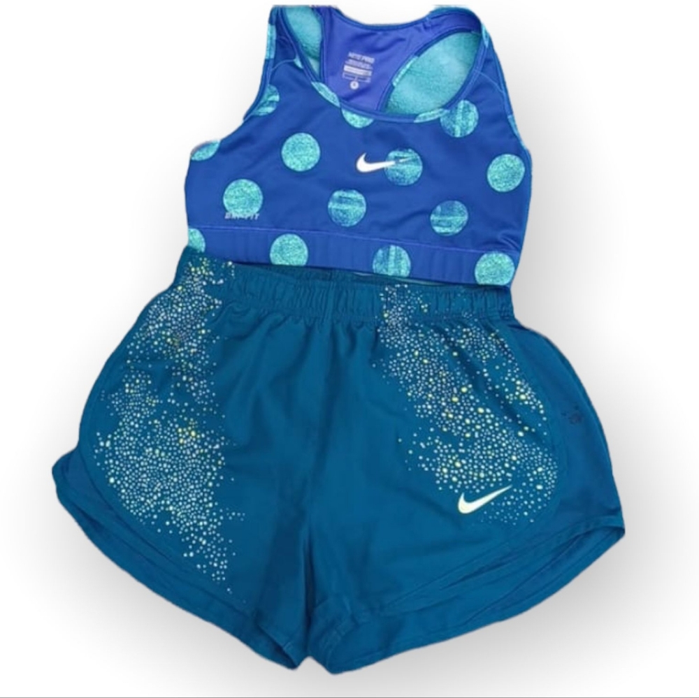 Nike women's athletic shorts and athletic bra size S color turquesa